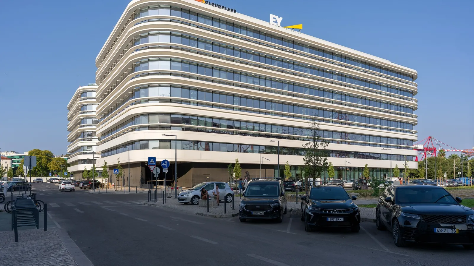 Modern office building in Lisbon housing global employers, part of finding a job in Portugal