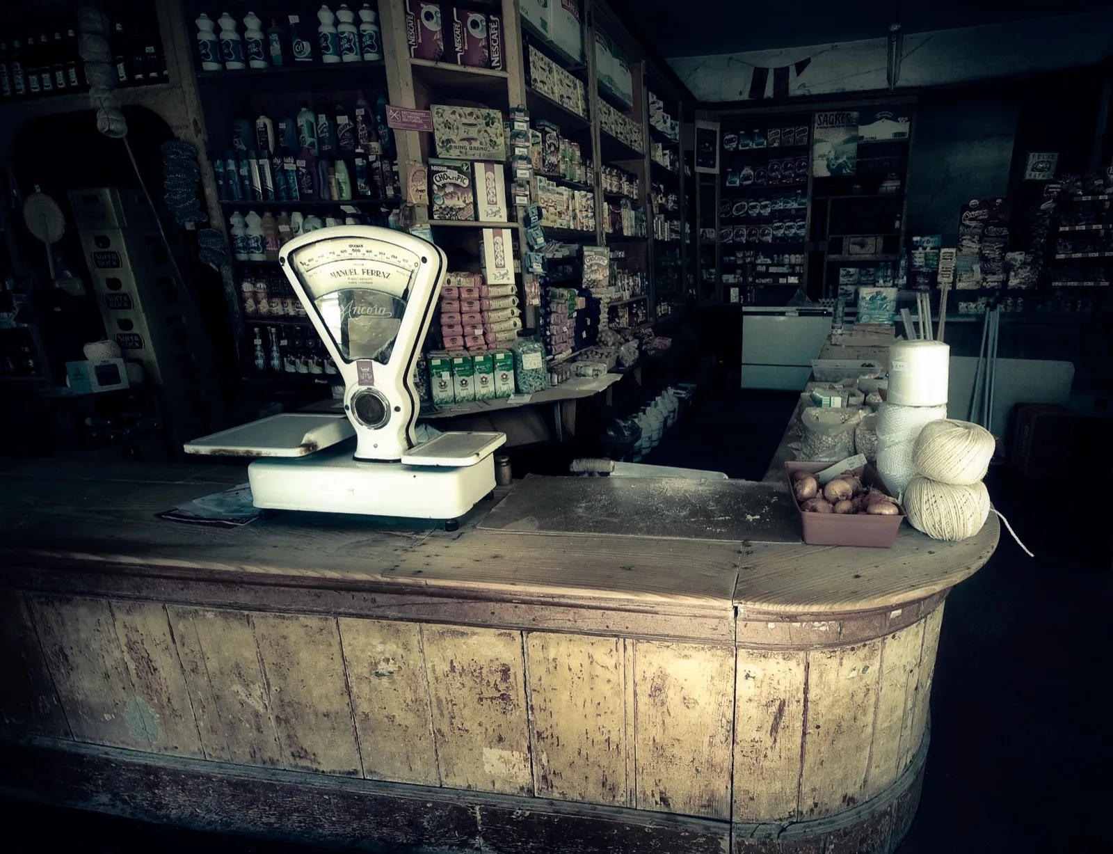 A small Portuguese grocery store counter in Braga, Portugal