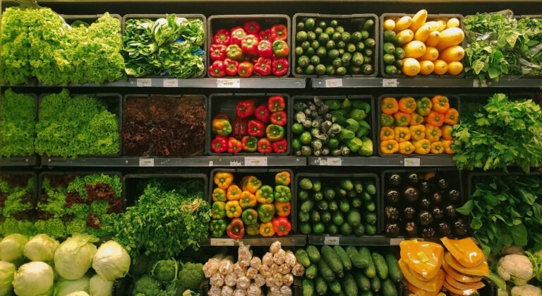 Fresh produce aisle at Portuguese supermarket