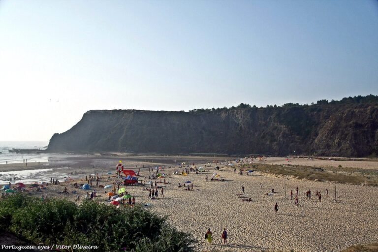 Praia de Odeceixe with cliffs and sand, near Praia das Adegas, one of the official naturist beaches in Portugal
