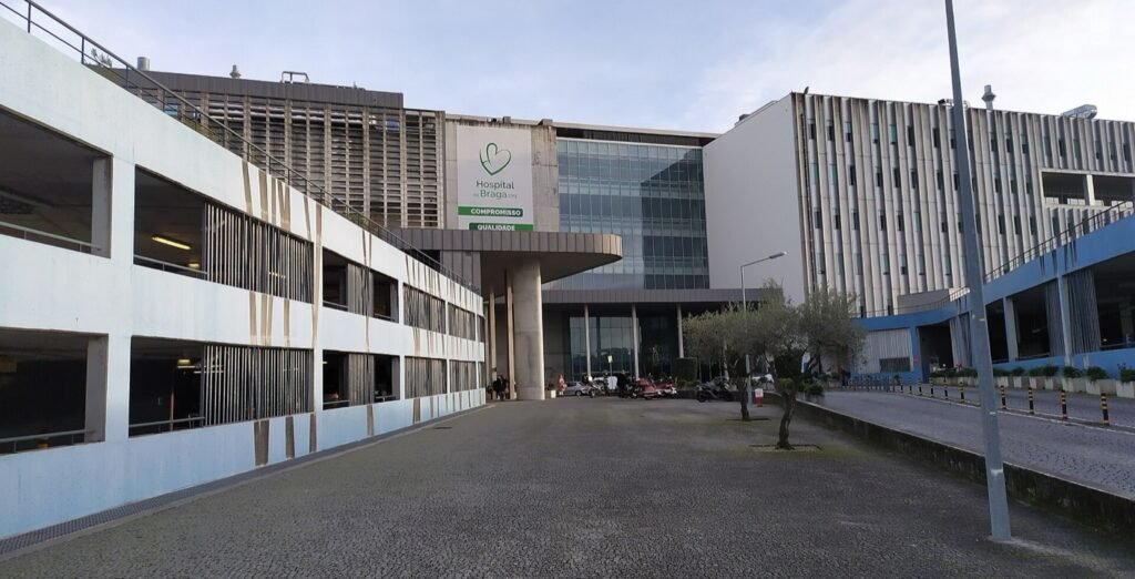 Hospital de Braga entrance in northern Portugal, where US retirees relying on Medicare in Portugal use the SNS instead